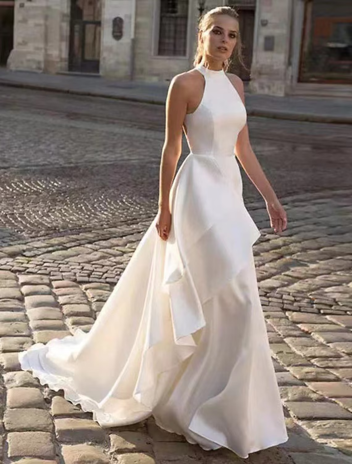 Open Back Casual Wedding Dresses A-Line Sleeveless