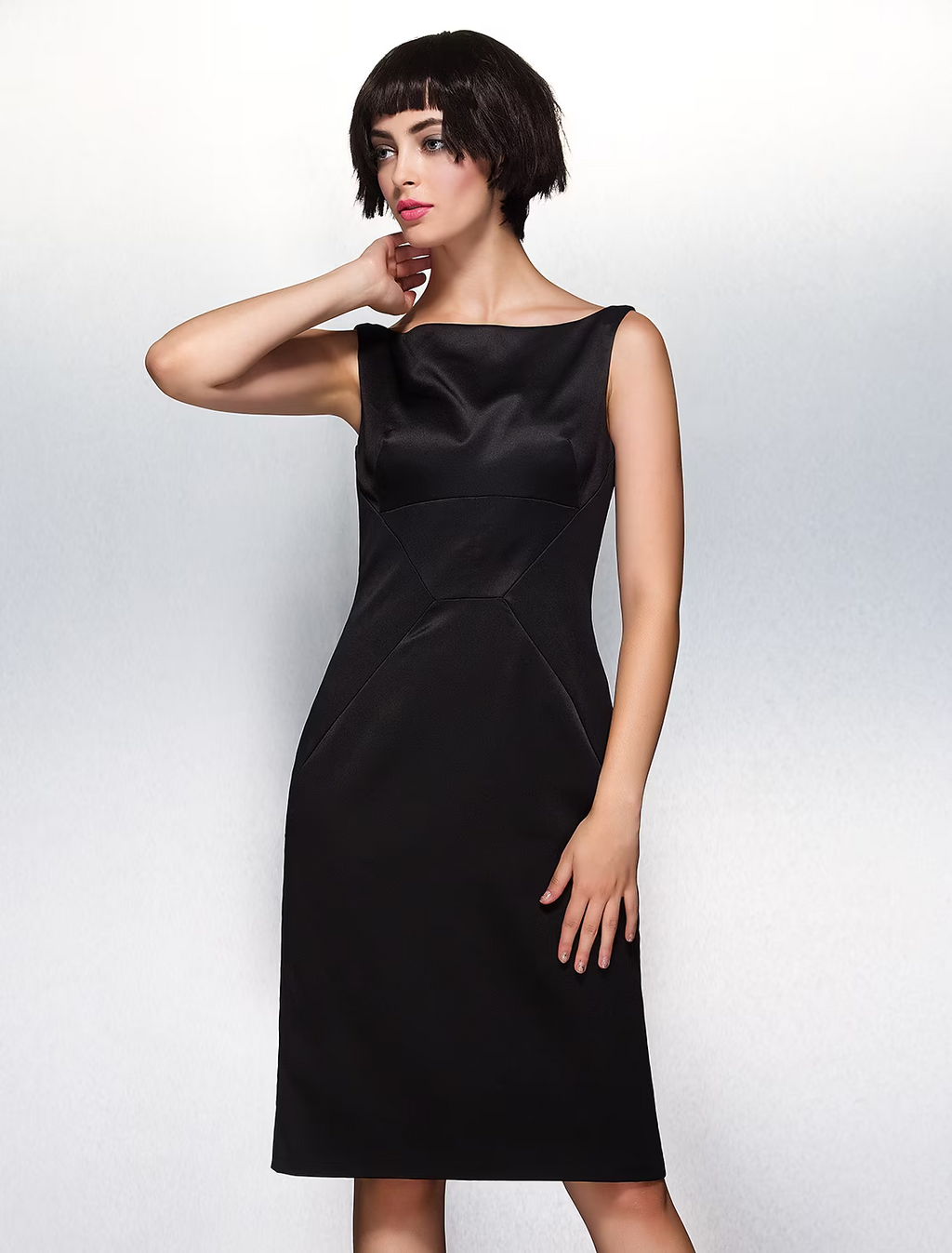 Wedding Guest Knee Length Sleeveless Bateau Neck with Pleats