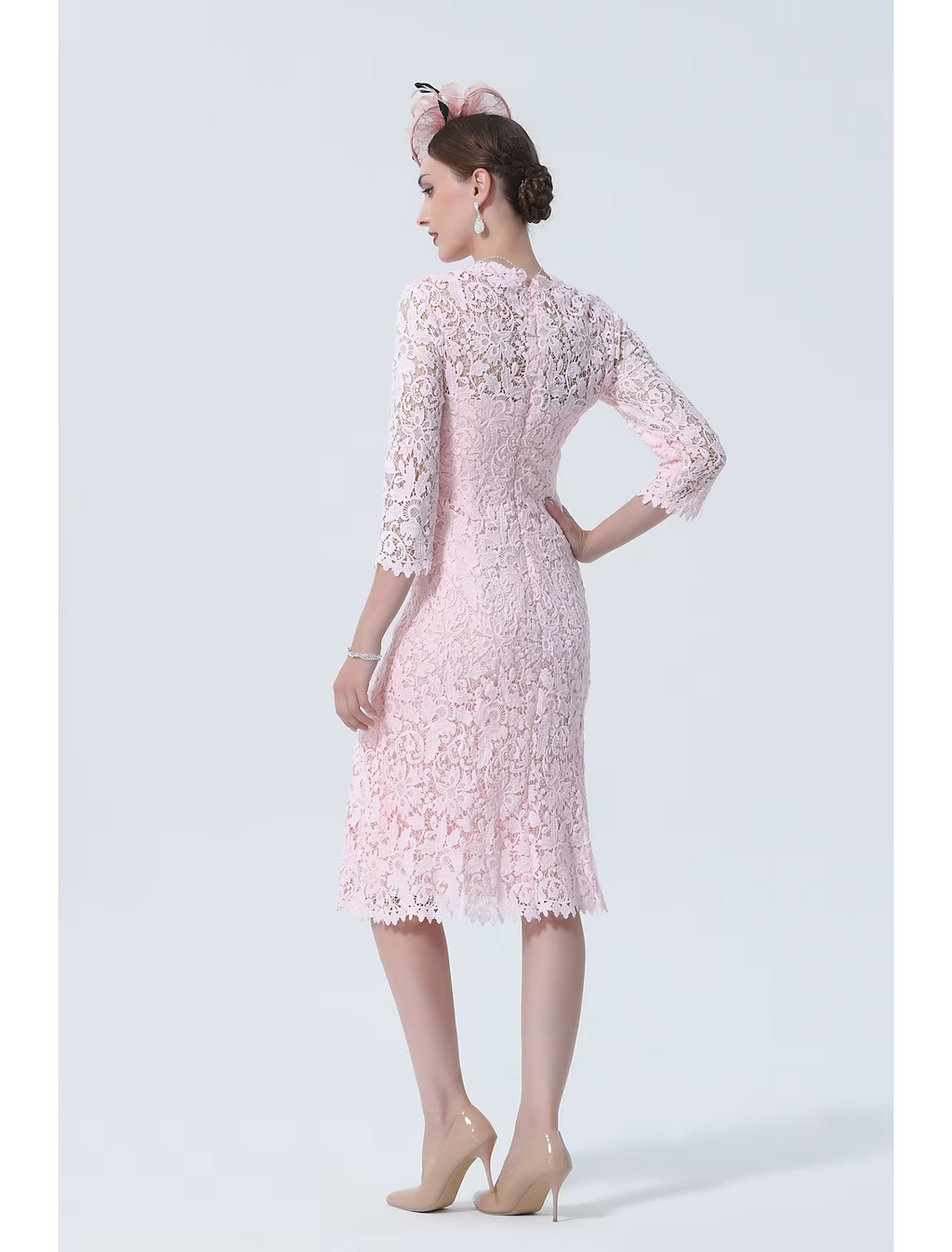 Mother of the Bride Dress Plus Size V Neck Knee Length Sleeve with Split Front