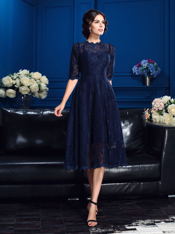 A-Line/Princess Jewel 1/2 Sleeves Short Mother of the Bride Dresses