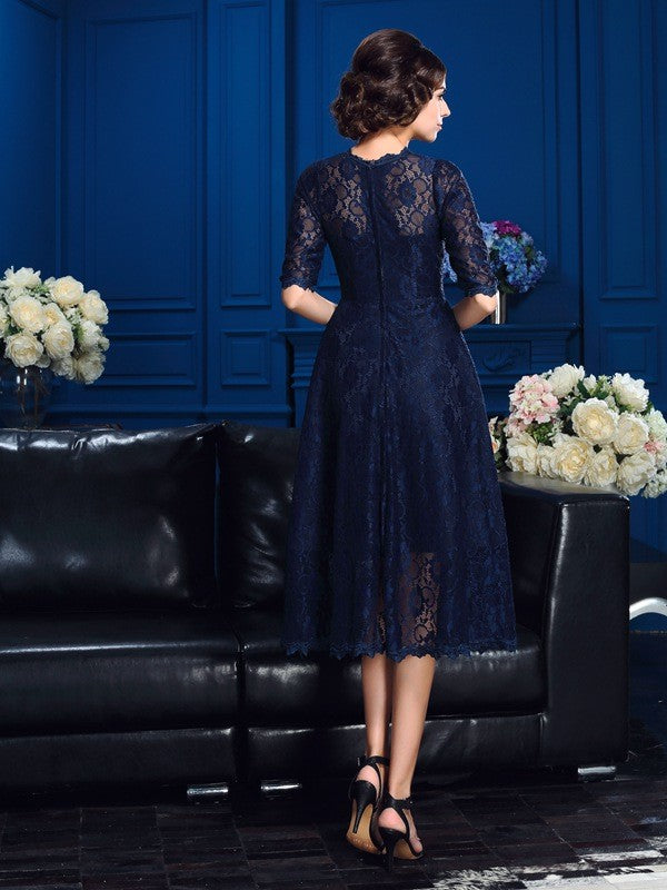 A-Line/Princess Jewel 1/2 Sleeves Short Mother of the Bride Dresses