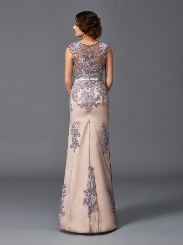 Sheath/Column Straps Applique Sleeveless Long Dresses Mother of the Bride Dresses