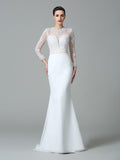 Trumpet/Mermaid Jewel Long Sleeves Long Wedding Dresses