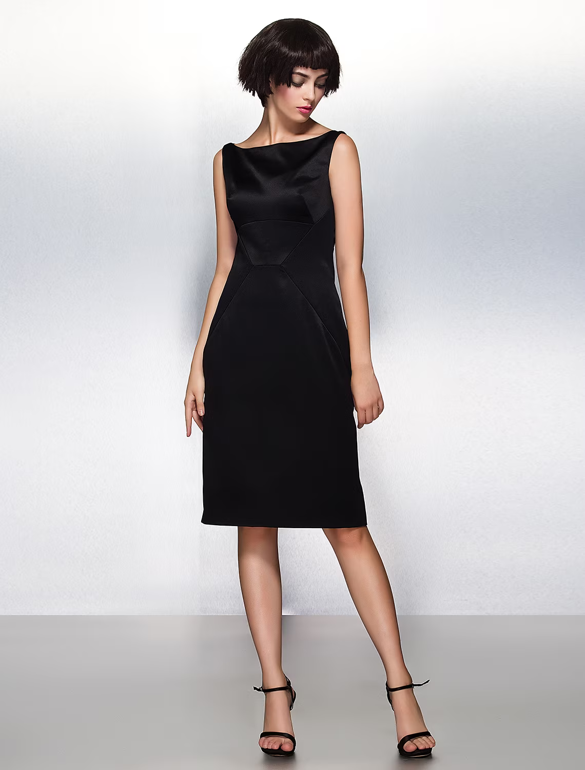 Wedding Guest Knee Length Sleeveless Bateau Neck with Pleats