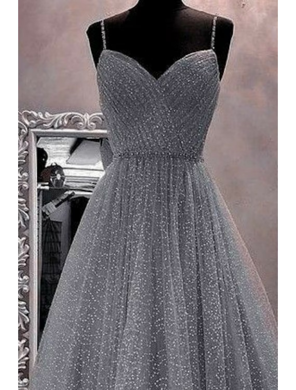 Sparkle Shine Dress Party Wear Floor Length Sleeveless Strap with Glitter Crystals