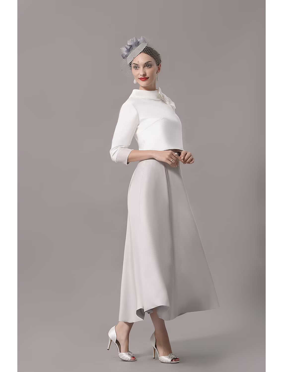 Two Piece Mother of the Bride Dress Church Elegant Ankle Length Sleeve with Bow(s)