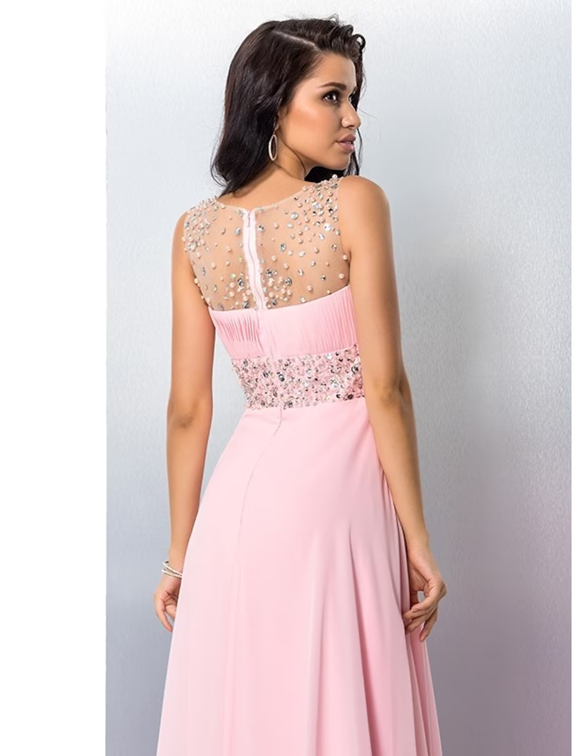 Sparkle Shine Dress Party Wear Sleeveless Jewel Neck with Rhinestone Slit