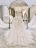 Engagement Formal Wedding Dresses A-Line Sleeveless Strap With Ruffles Appliques