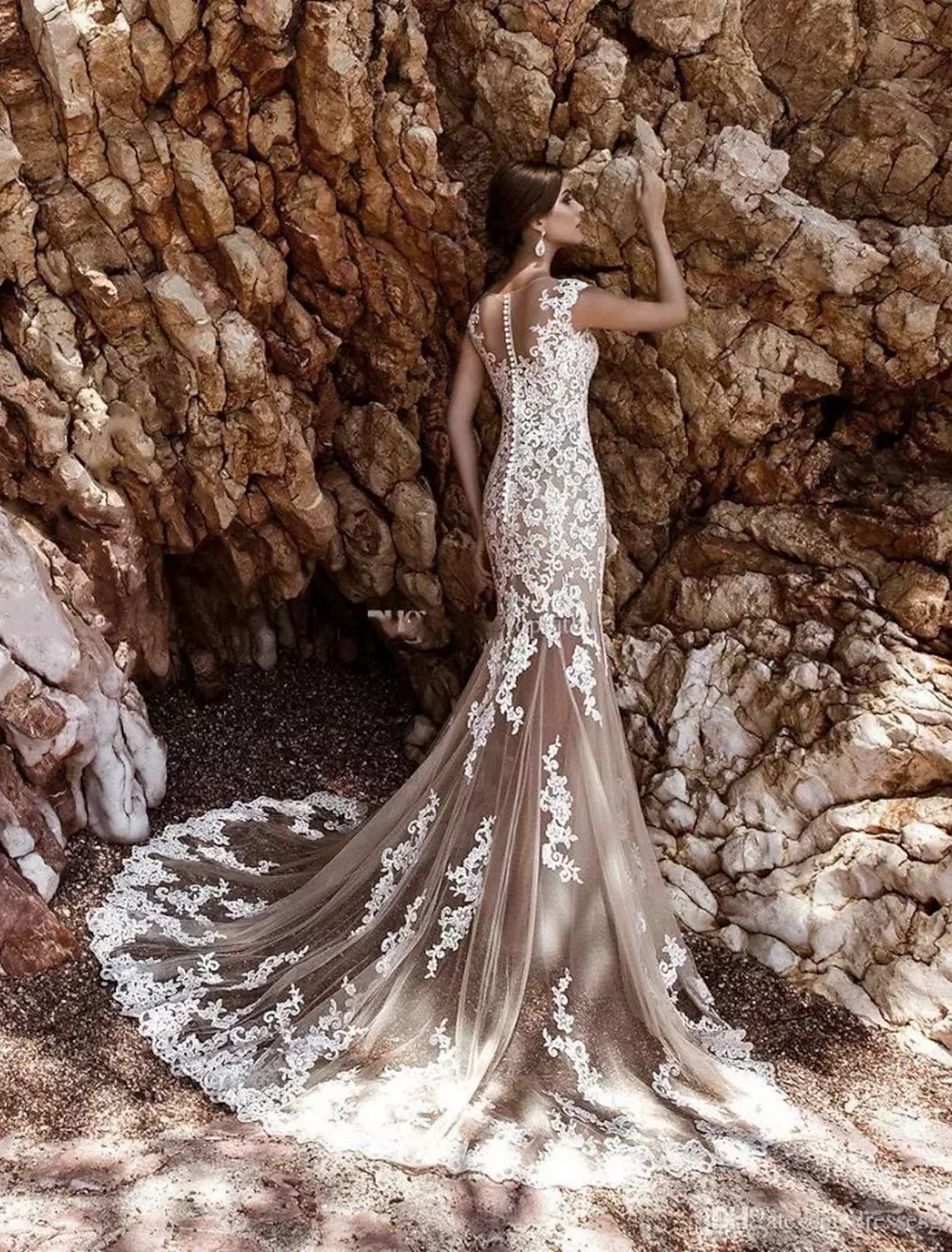 Engagement Formal Wedding Dresses Court Train Cap Sleeve Jewel Neck With Appliques