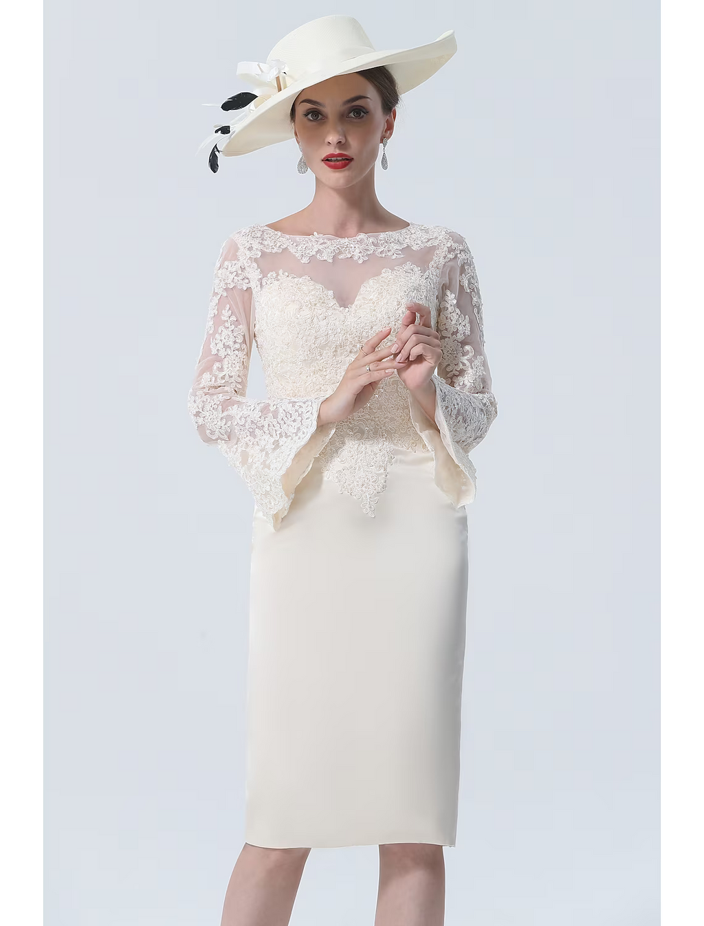 Mother of the Bride Dress Vintage Plus Size Elegant Knee Length Long Sleeve