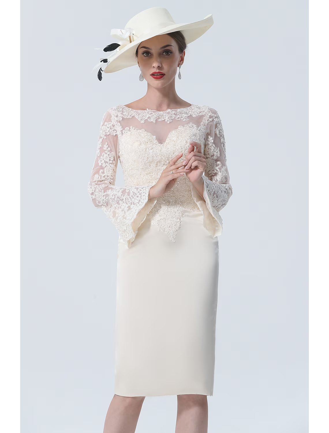 Mother of the Bride Dress Vintage Plus Size Elegant Knee Length Long Sleeve