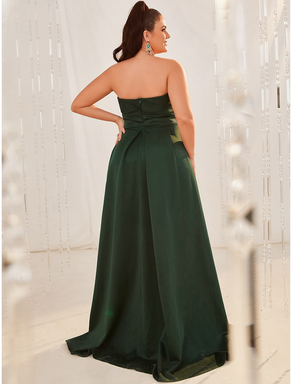 Wedding Guest Dresses Plus Size Dress Formal Sleeveless Strapless with Slit