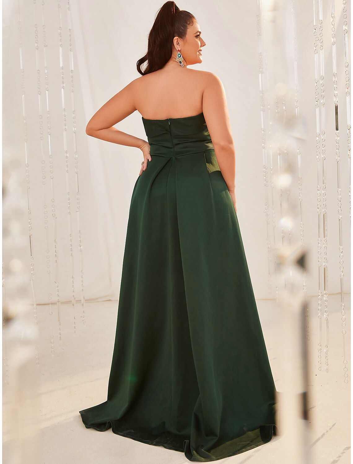 Wedding Guest Dresses Plus Size Dress Formal Sleeveless Strapless with Slit