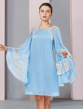 Mother of the Bride Dress Formal Wedding Guest Plus Size Elegant Jewel Neck Short Mini Long Sleeve with Ruffles