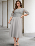 Plus Size Curve Mother of the Bride Dresses Elegant Dress Formal Length Sleeve with Appliques