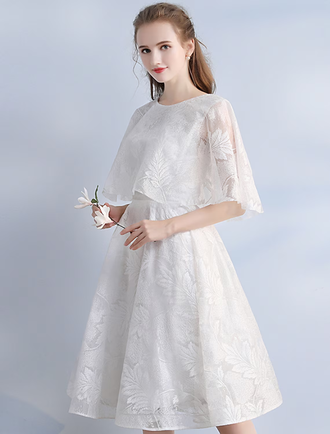 Cocktail Dresses Vintage Dress Party Wear Knee Length Half Sleeve Jewel Neck with Sleek