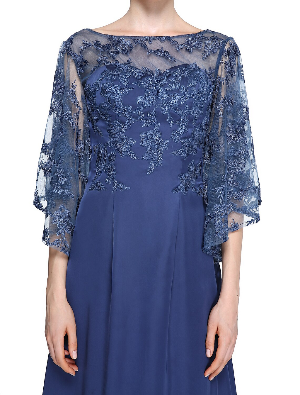 Mother of the Bride Dress Elegant Neck Ankle Length Half Sleeve
