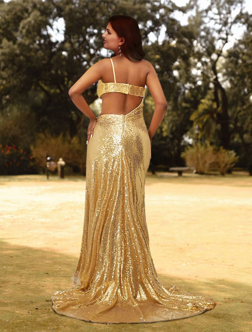 Plus Size Dress Wedding Guest Court Train Sleeveless One Shoulder with Slit