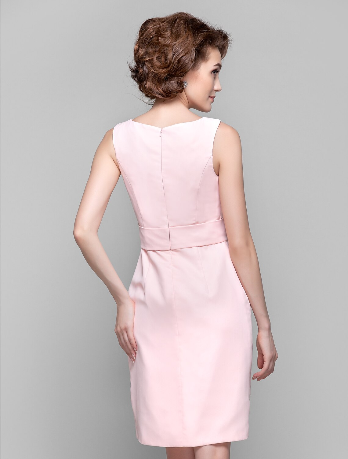Mother of the Bride Dress Knee Length Sleeveless with Crystals Beading Ruffles