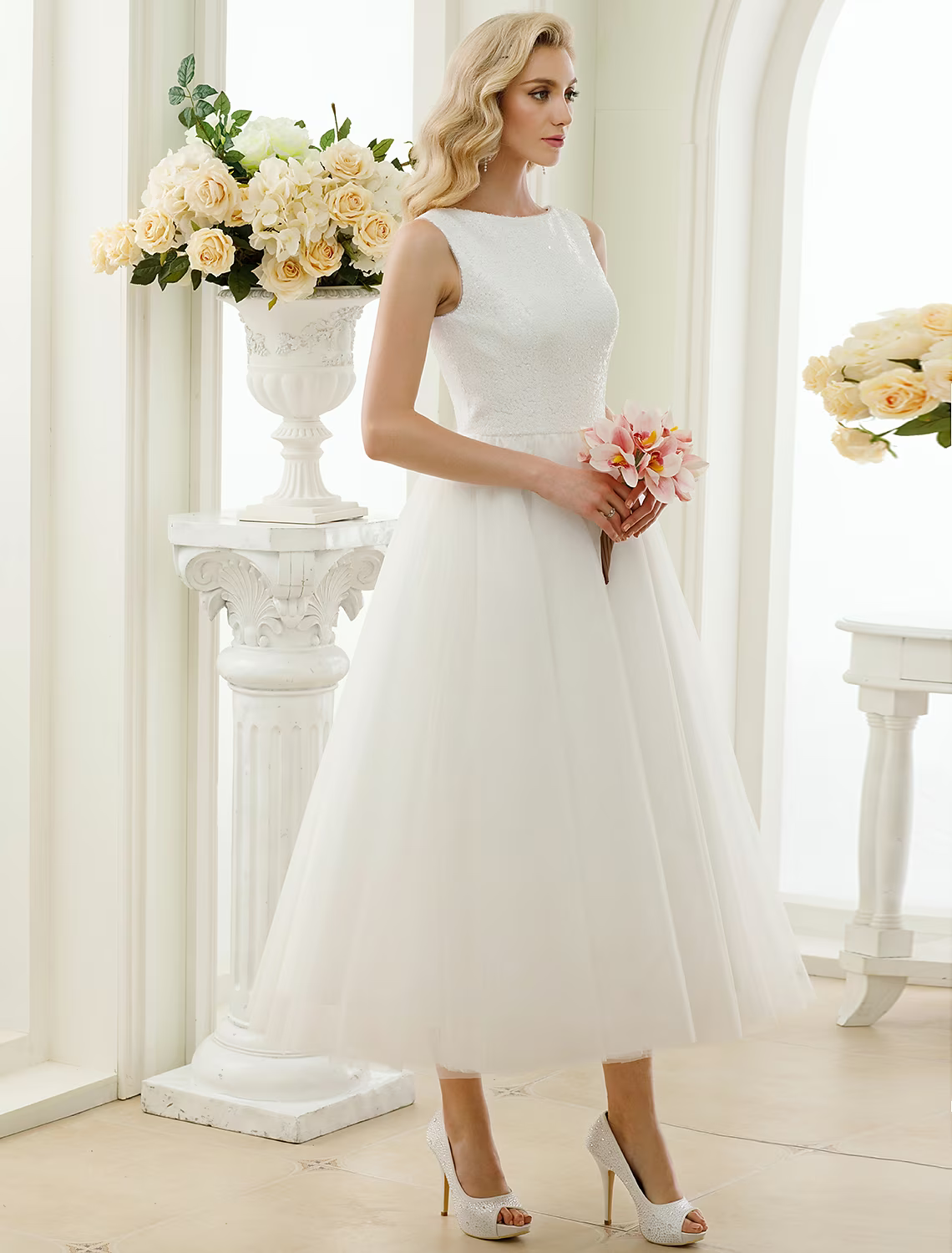 White Little Dresses Wedding Dresses Length A-Line Regular Straps Neck
