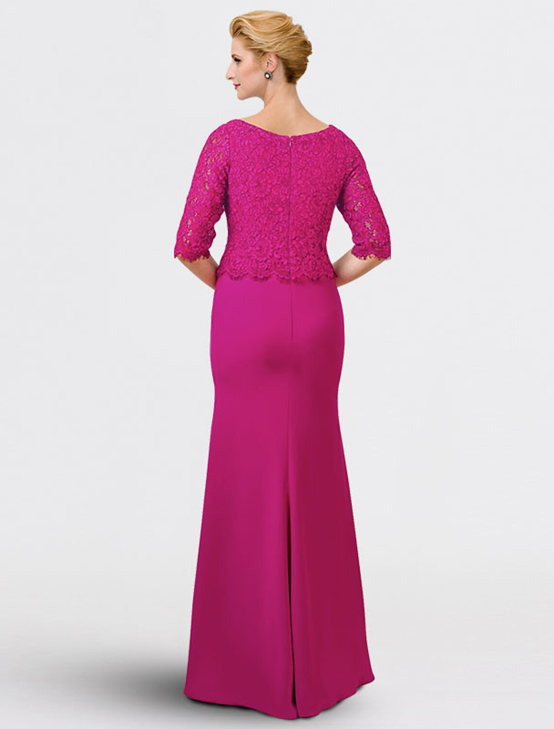 Mother of the Bride Dress Elegant V Neck Floor Length Half Sleeve with Appliques