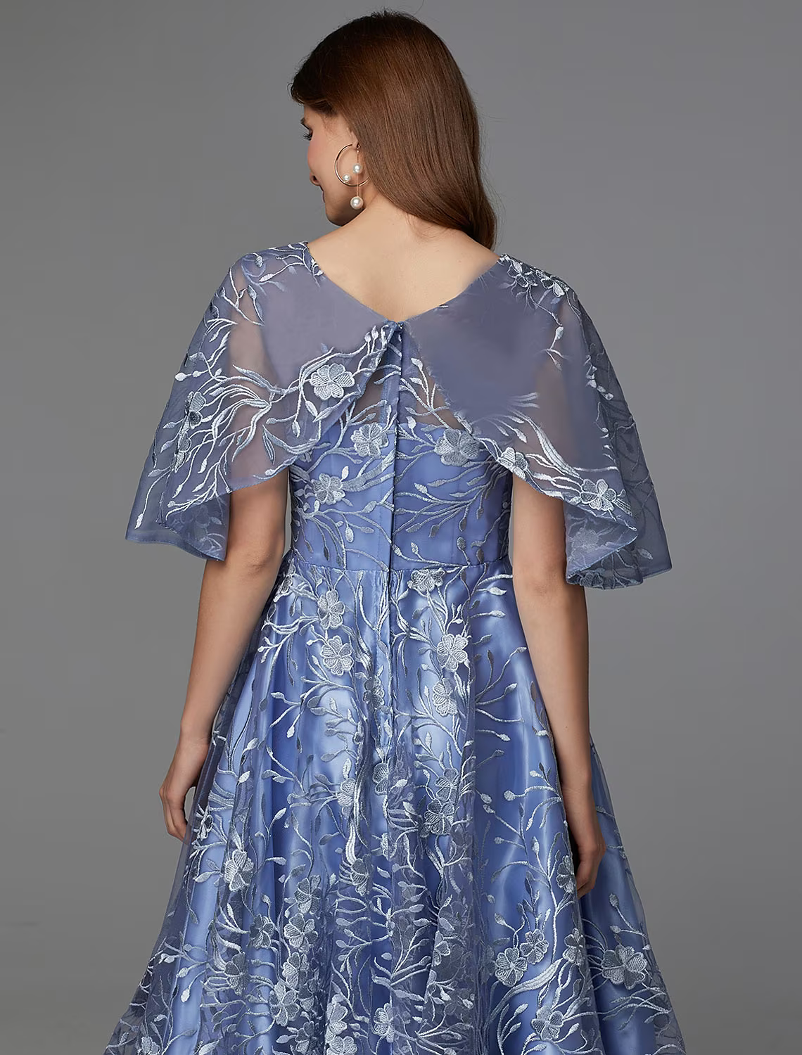 Floral Dress Wedding Guest Sleeveless V Neck V Back with Pattern Print Appliques