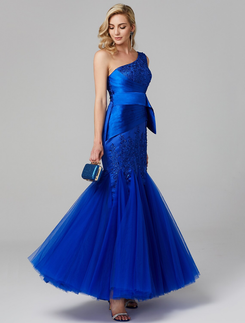 Holiday Floor Length Sleeveless One Shoulder Over