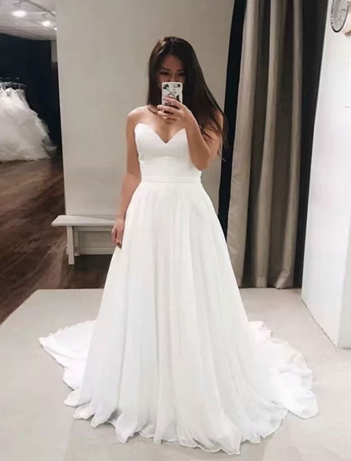 Hall Casual Formal Wedding Dresses Court Train A-Line Sleeveless Strapless
