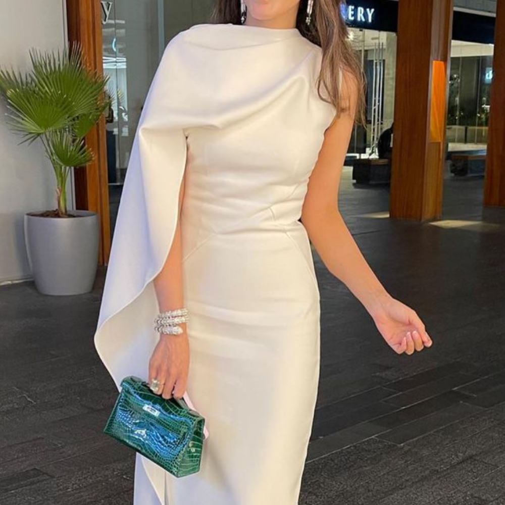 Green Sheath / Column Evening Gown Elegant Dress Formal Tea Length Christmas Red Dress Sleeveless Cowl Neck Fabric with Ruched