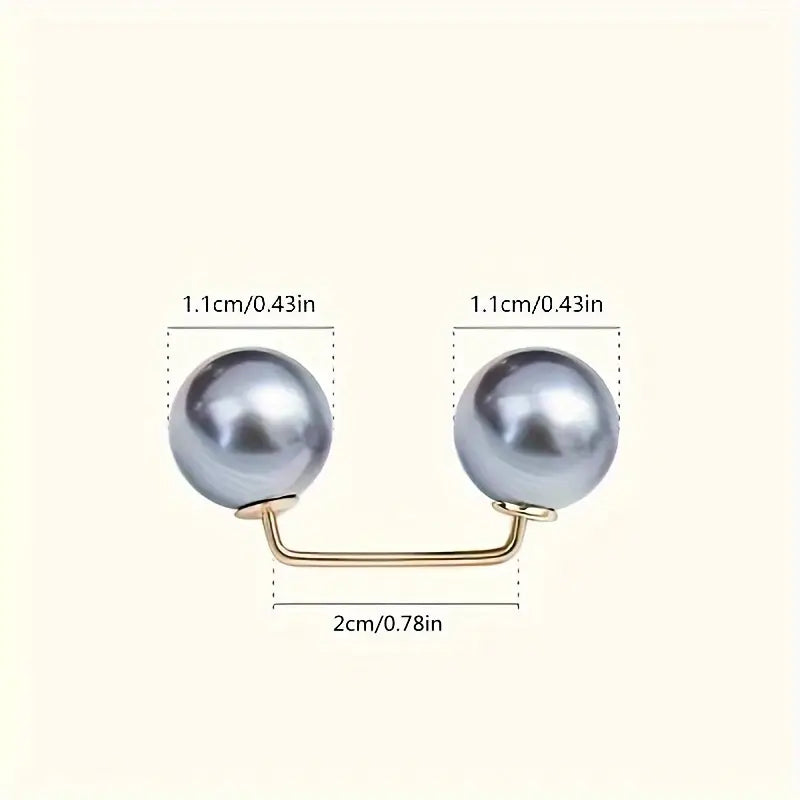 White DingJi 3pcs Pearl Brooch Pins - Adjustable, Anti-Slip, Safety Pin for Waist Cinching, Collar Adjusting, Scarf Securing, Fashion Accessories with Champagne, Grey, Imitation Pearls Button - Perfect for Dress, Shirt, and Outfit Decoration