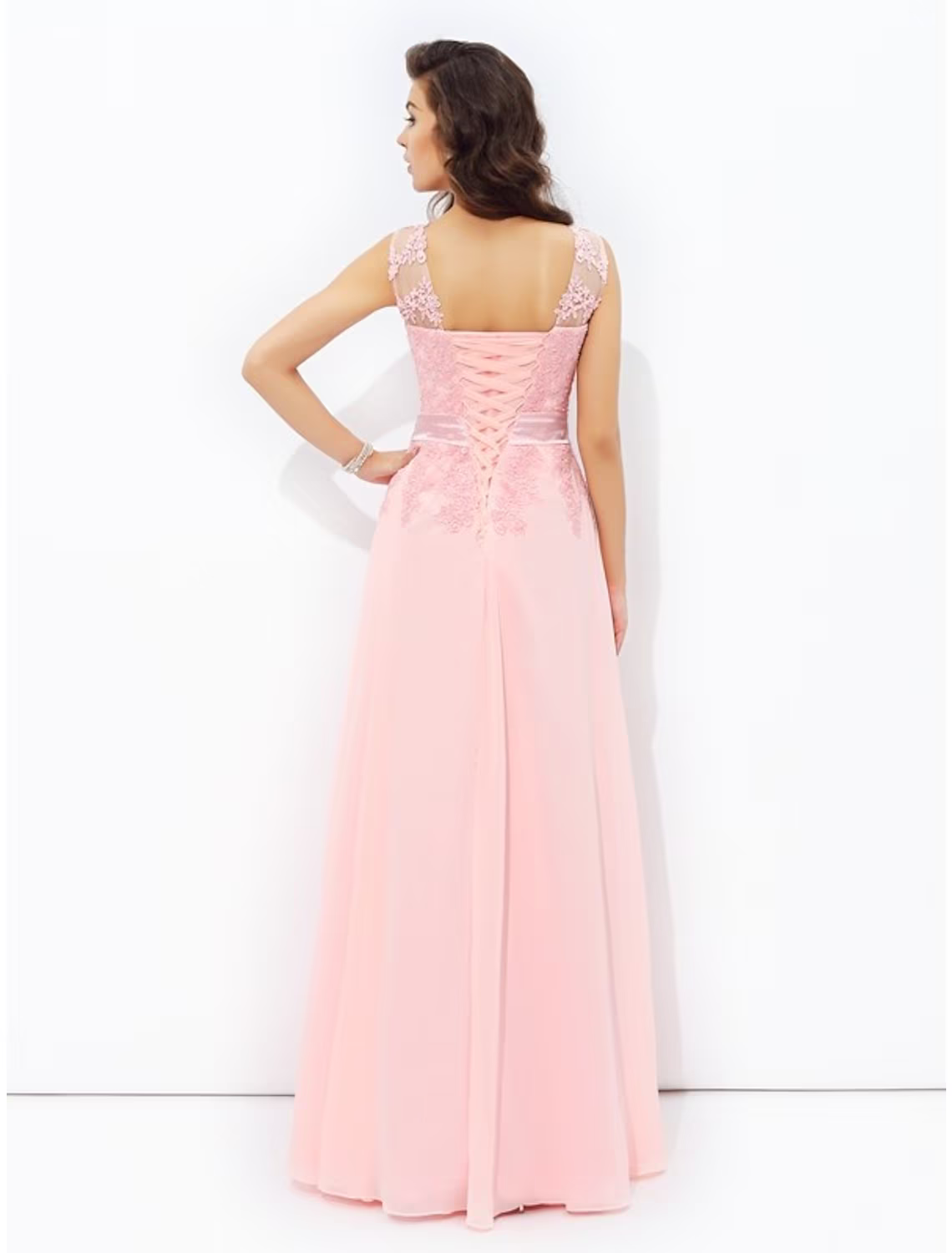 Sparkle & Shine Dress Formal Floor Length Sleeveless Jewel Neck with Appliques