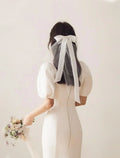 Ding Ji One-tier Stylish Sweet Lovable Style Birthday Wedding Veil Shoulder Veils with Bow 15.75 in (40cm) Hot Sale Veil