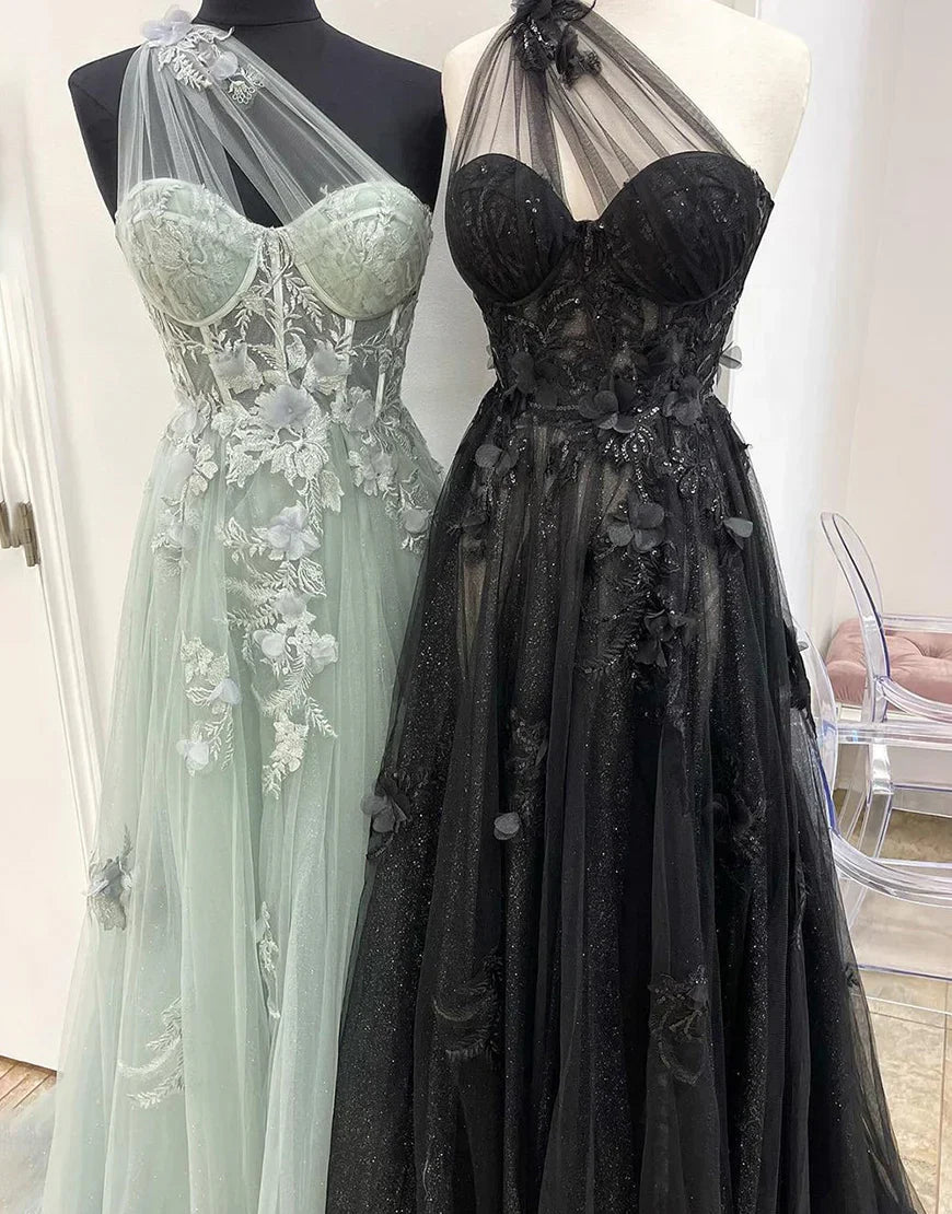 Formal Sleeveless One Shoulder Backless with Pleats Appliques