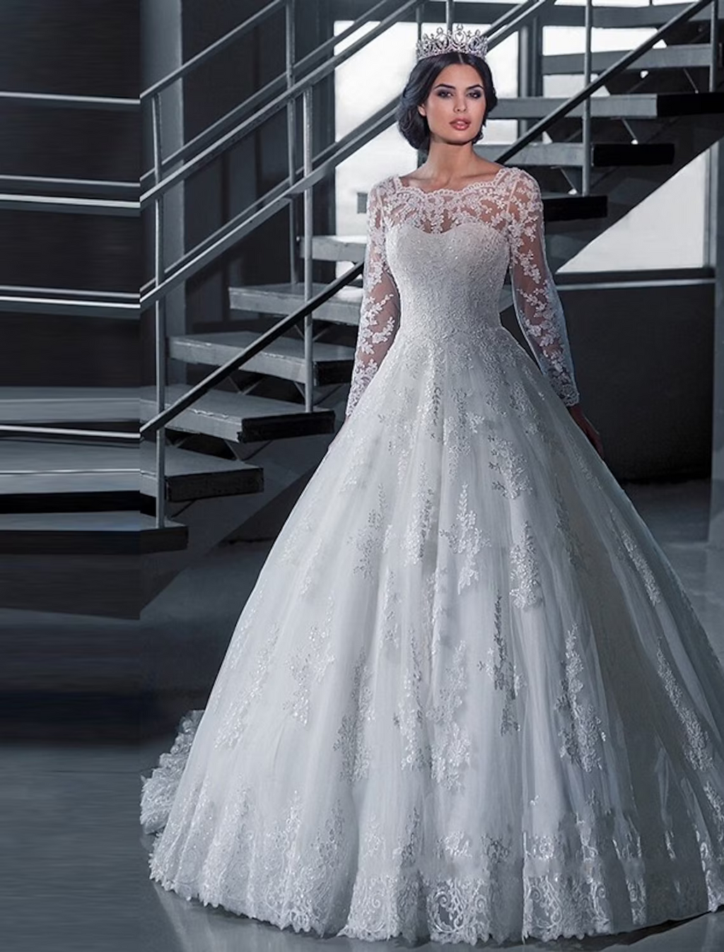 Engagement Formal Wedding Dresses Court Train A-Line Long Sleeve Off Shoulder With Appliques