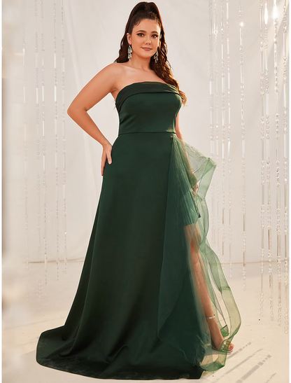 Elegant Red A-Line Strapless Sleeveless Classic-Back Floor-Length Wedding Dress