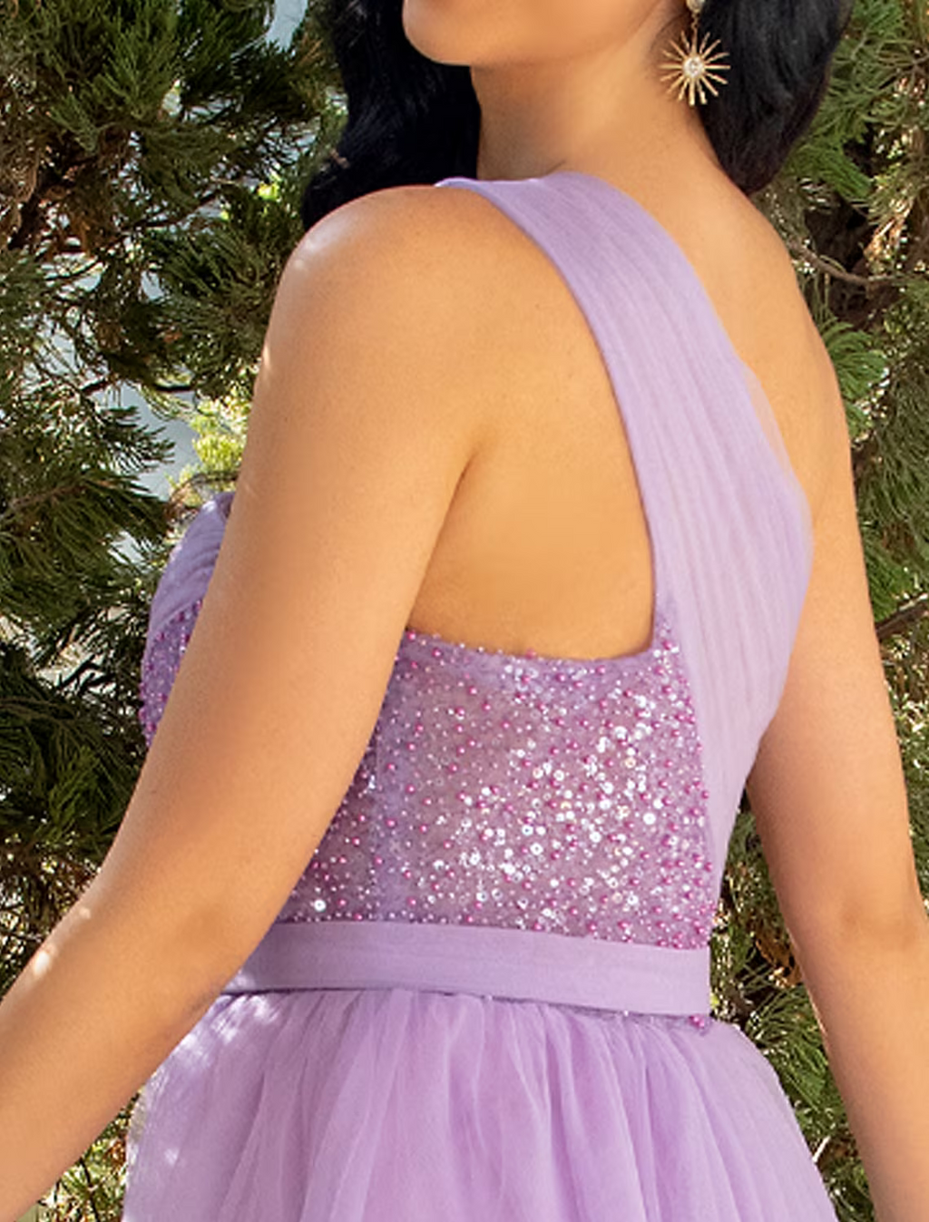Party Dresses Sparkle Shine Dress Wedding Party Sleeveless One Shoulder with Pearls Slit