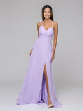 Split Sweetheart Long Bridesmaid Dresses With Crisscross Back