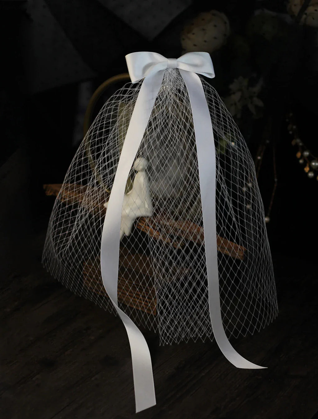 Ding Ji One-tier Stylish Sweet Lovable Style Birthday Wedding Veil Shoulder Veils with Bow 15.75 in (40cm) Hot Sale Veil