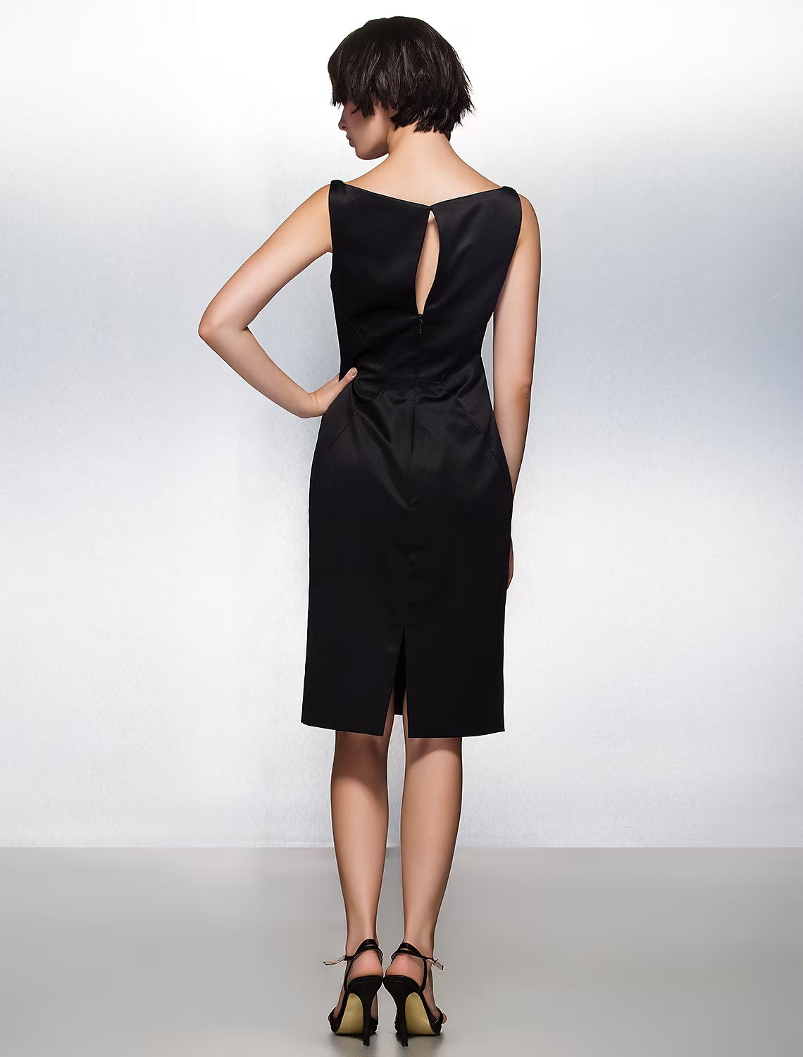 Wedding Guest Knee Length Sleeveless Bateau Neck with Pleats