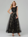 Open Back Dress Holiday Floor Length Sleeveless Jewel Neck with Appliques