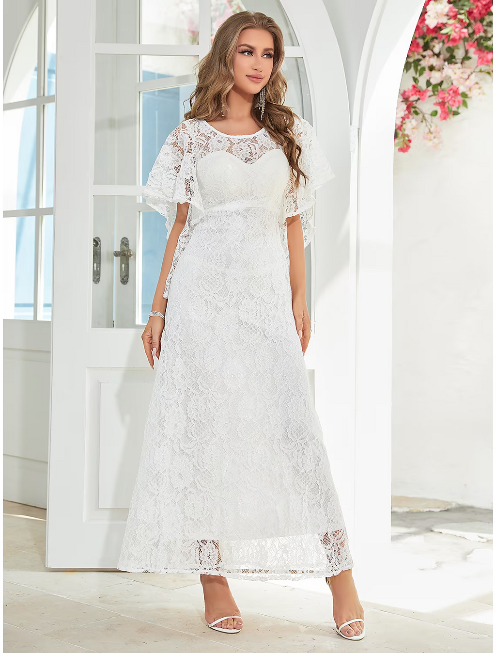 Wedding Guest Dresses Elegant Dress Party Wear Ankle Length Half Sleeve with Ruffles Appliques Mother of the Bride Dresses