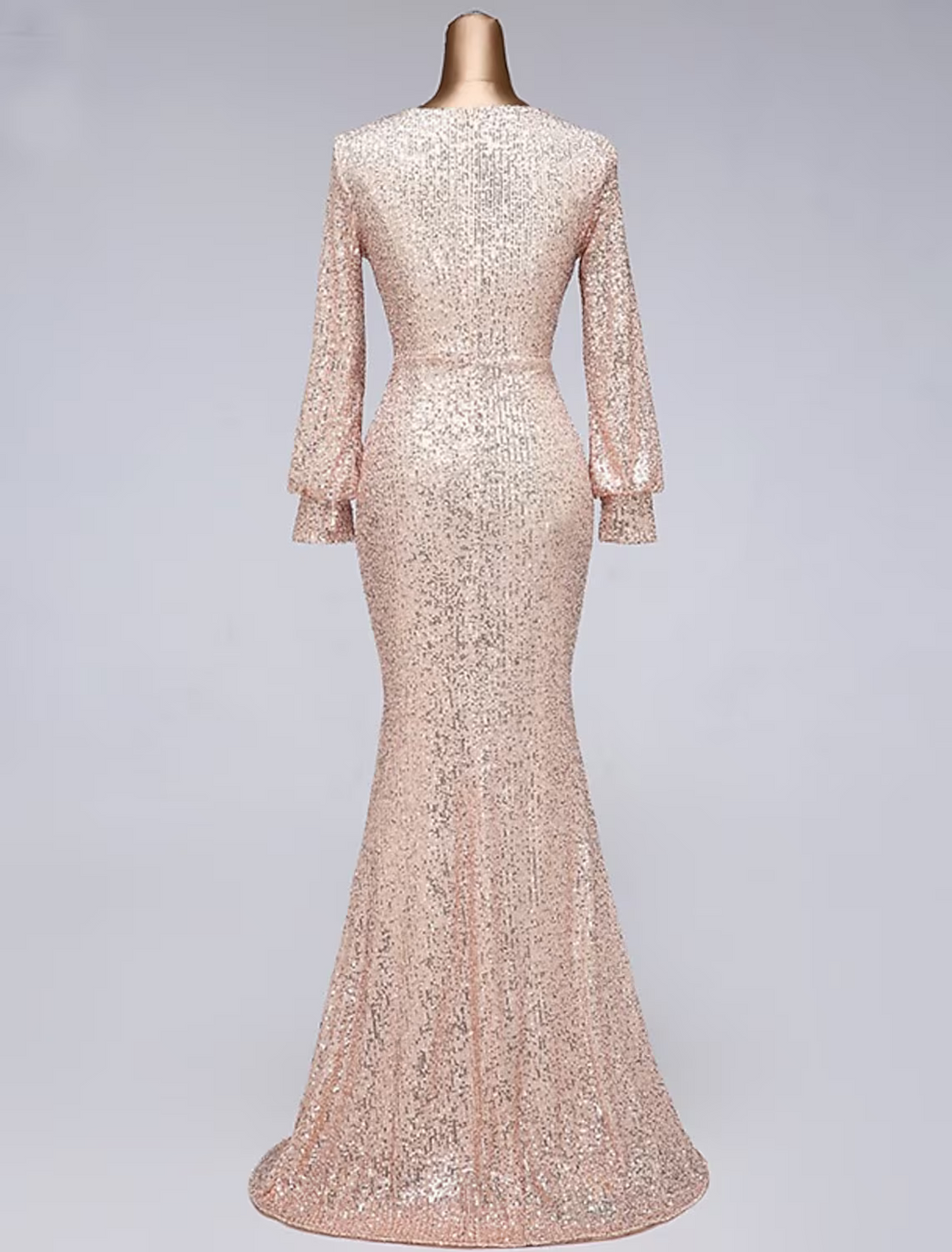 Evening Gown Elegant Dress Wedding Guest Floor Length Long Sleeve V Neck with Slit