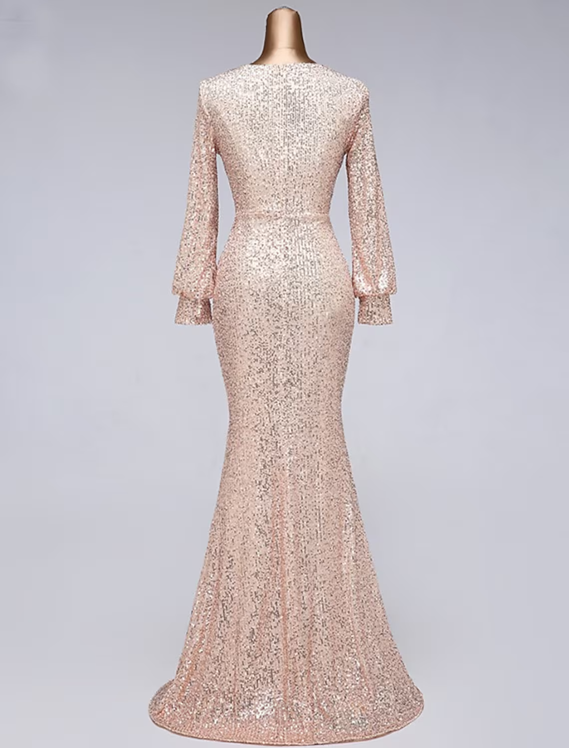Evening Gown Elegant Dress Wedding Guest Floor Length Long Sleeve V Neck with Slit