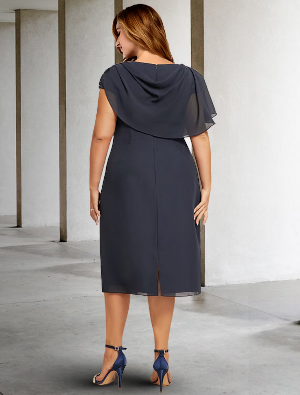 Plus Size Curve Mother of the Bride Dresses Plus Size Dress Formal Short Sleeve with Ruched Pearls Ruffles
