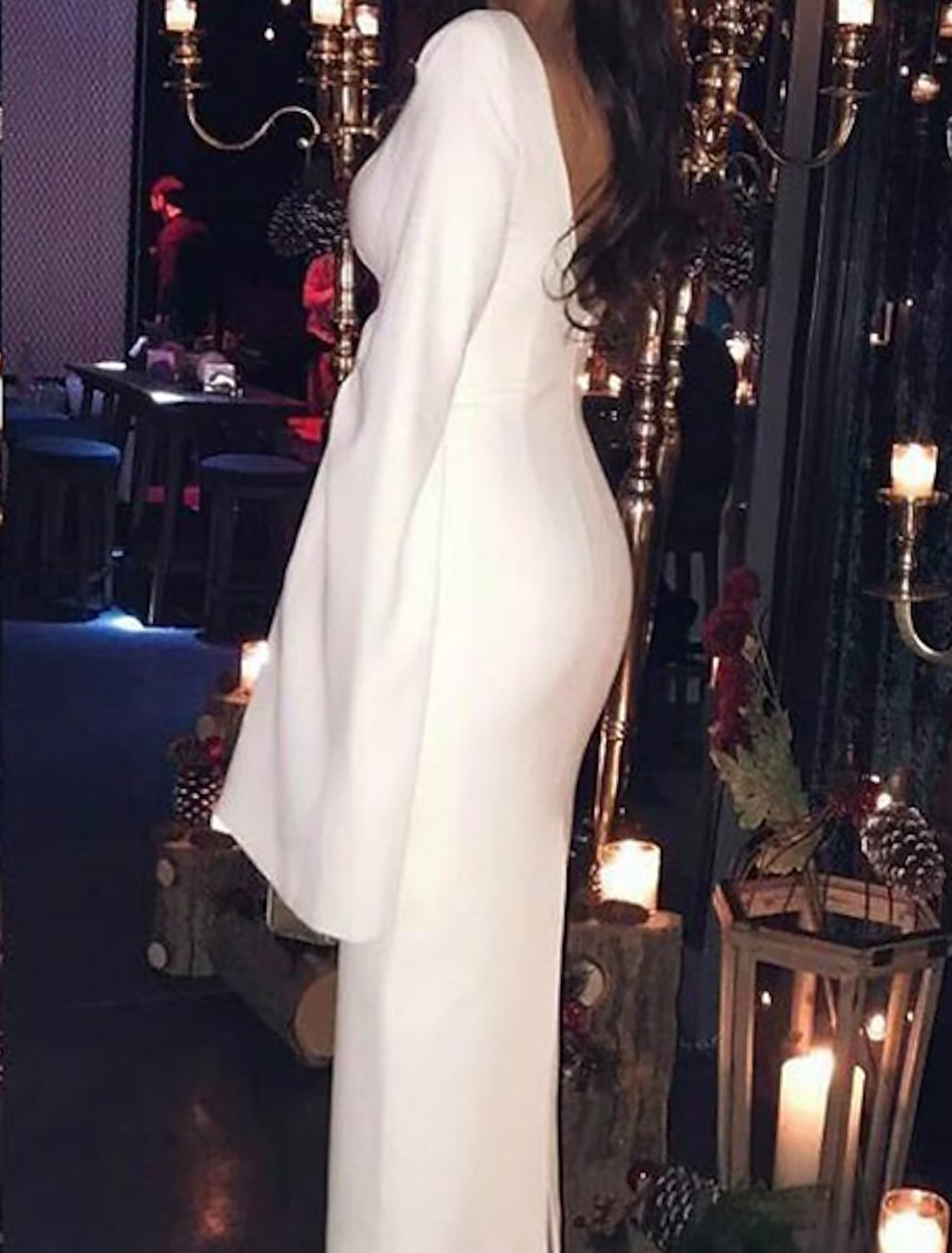 Cocktail Dresses Party Dress Holiday Long Sleeve Jewel Neck Backless with Sleek
