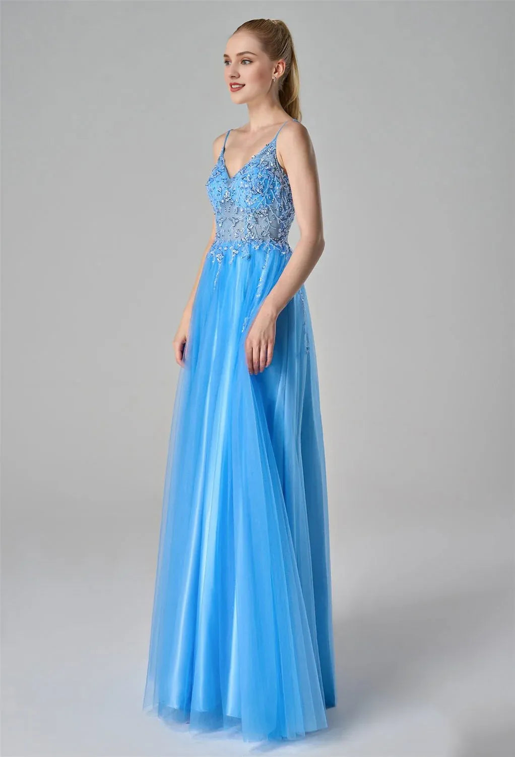 Special Occasion Sophisticated Graceful Stylish Refined Beautiful Elegant Tulle A-Line Sleeveless Prom Dress