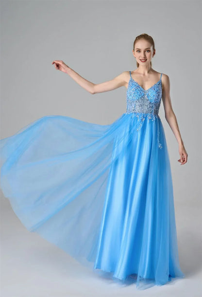 Special Occasion Sophisticated Graceful Stylish Refined Beautiful Elegant Tulle A-Line Sleeveless Prom Dress