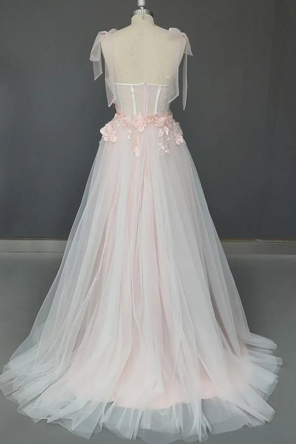 Sweetheart Applique Open Back Long with Flowers