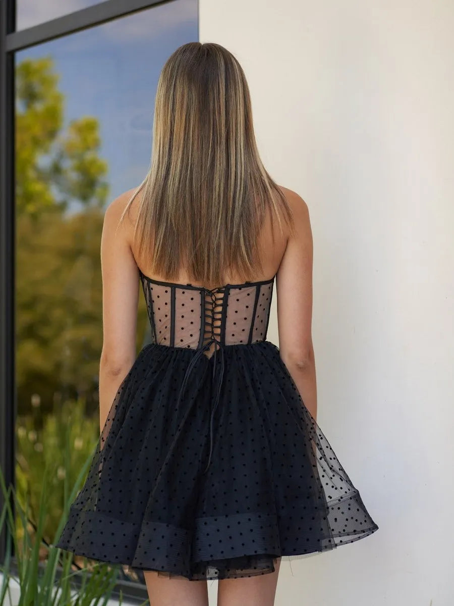 Dotted Corset Short Homecoming Dress