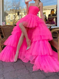 A-Line/Princess Strapless Sweetheart Sleeveless Floor-length Long Prom Dresses Whit Split Side Pleats